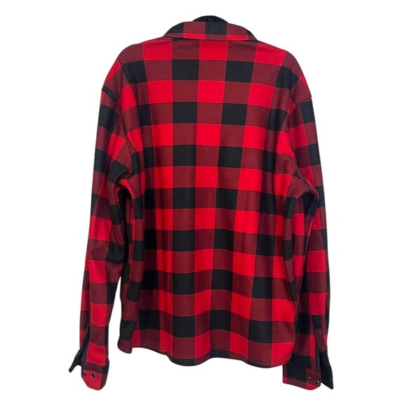 Men's Shirt Jacket XXL Red & Black Buffalo Plaid Fleece Lined Winter Hiking - Picture 3 of 15